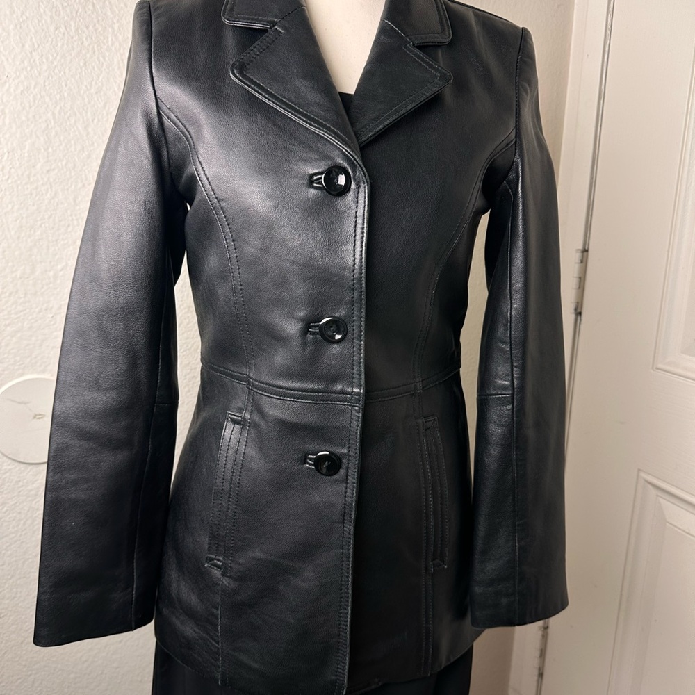 London Fog Women's Sleek Black Leather Jacket